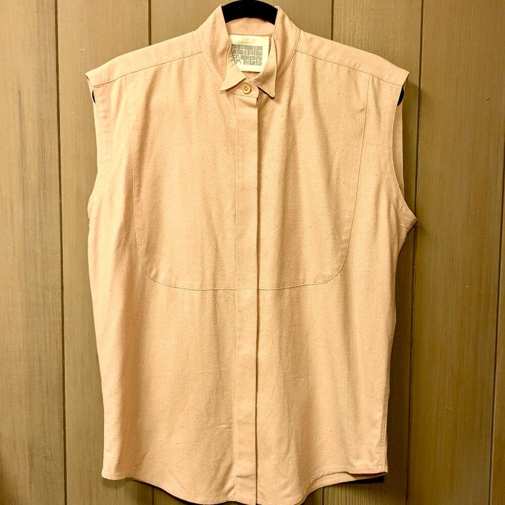 Electric Feathers Peach Silk Noil Button-Up Top - image 2